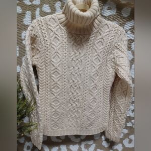 Ralph Ralph Lauren Hand Knit Cozy Cable Knit Turtleneck Sweater - Cream